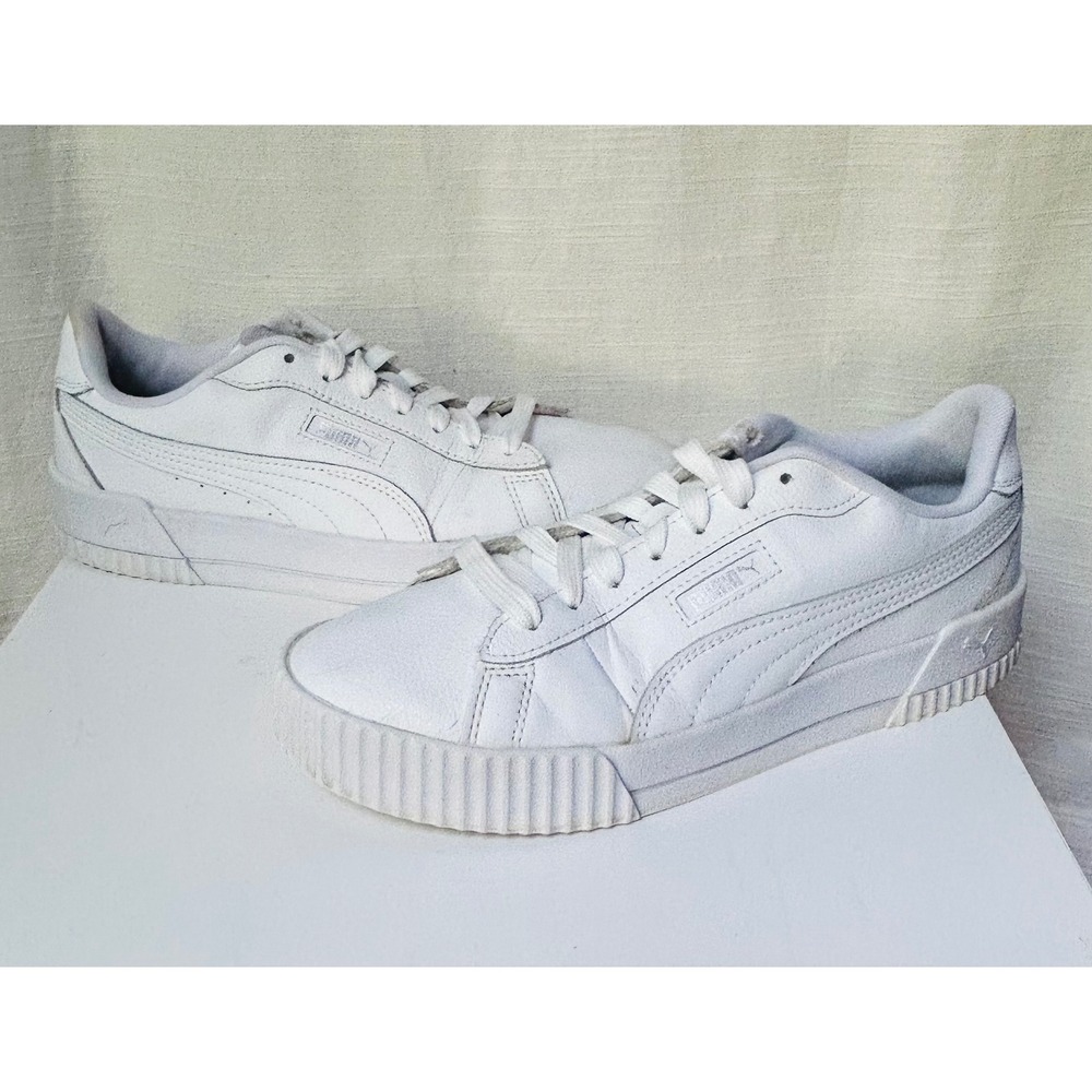 Puma‎ Carina L White Leather Platform Sneakers Womens 8.5 Low Top 384631-02